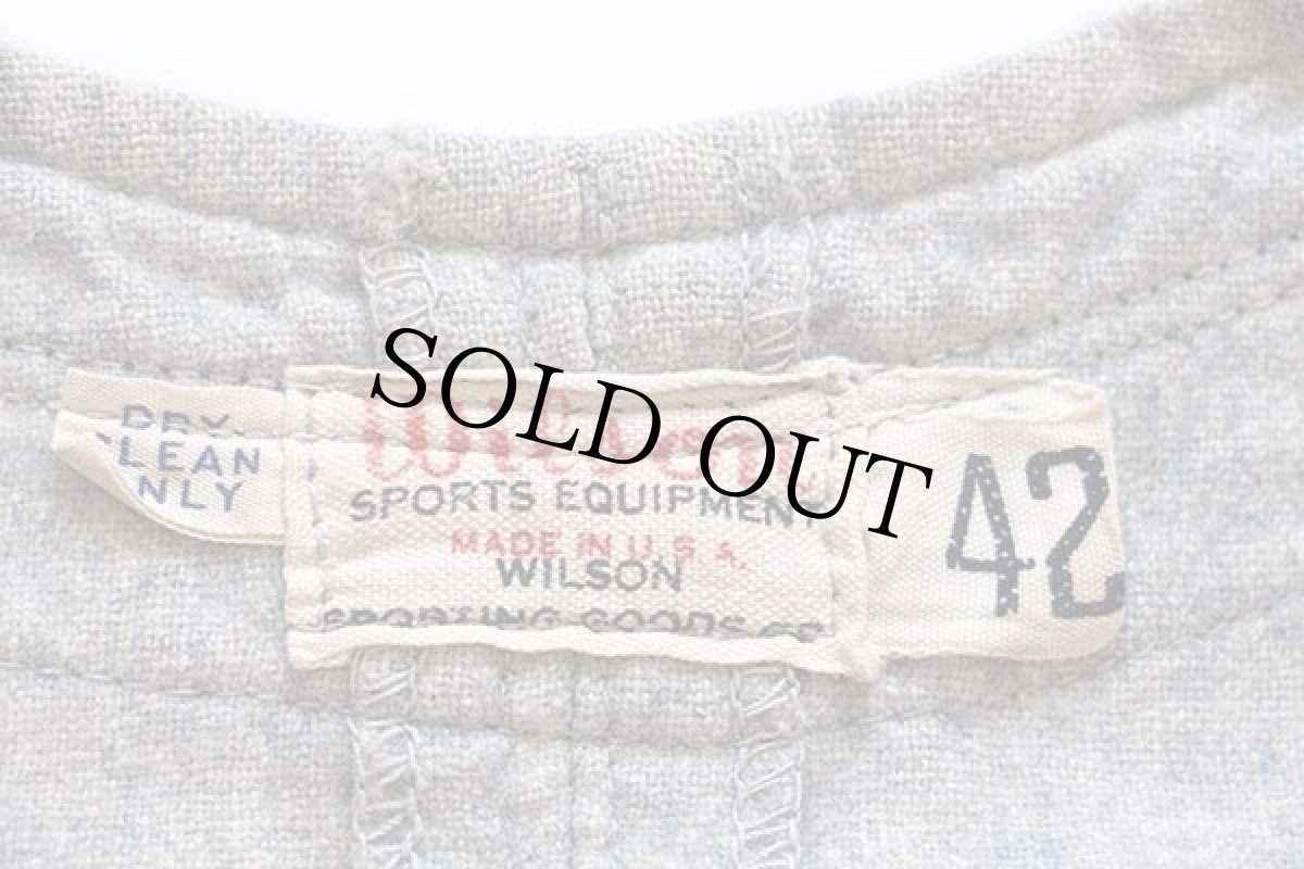 画像4: 50s USA製 Wilsonウィルソン SACRAMENTO フェルトパッチ ウール ベースボールシャツ 杢ブルーグレー 42 (4)