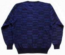 画像2: PENDLETONペンドルトン 編み柄 Vネック コットンニット セーター 紺 L (2)