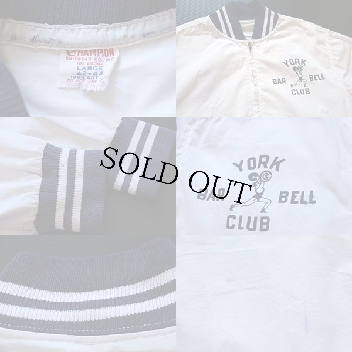 画像3: 60s CHAMPIONチャンピオン ランタグ YORK BAR BELL CLUB コットンジャケット 白 L (3)