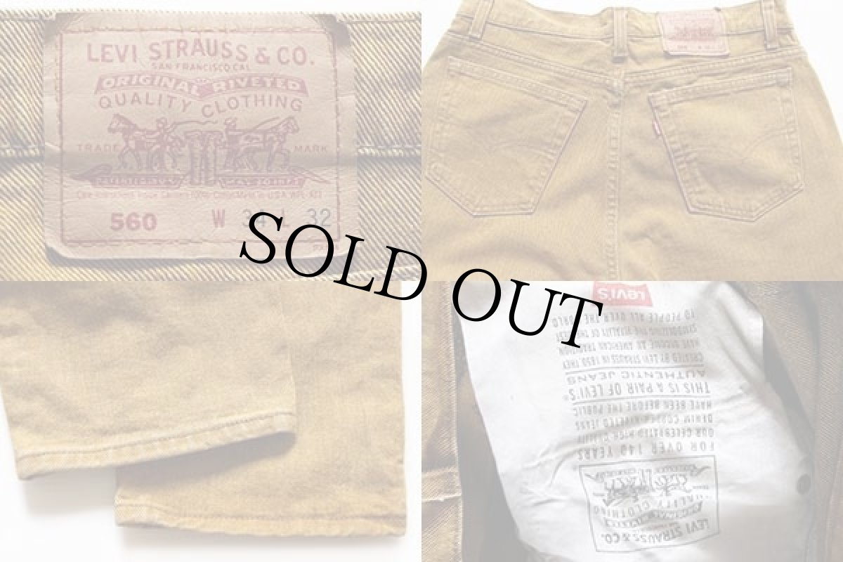 画像3: 90s USA製 Levi'sリーバイス 560 カラーデニムパンツ マスタード w34 L32 (3)