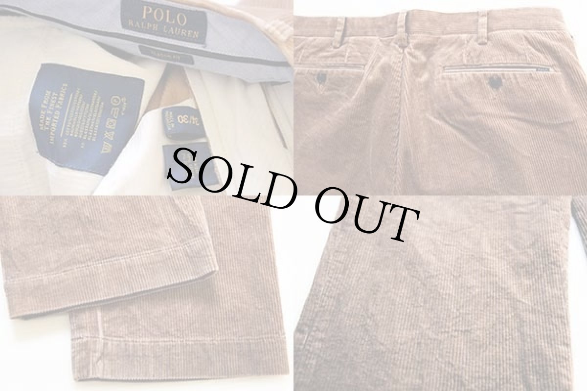 画像3: ポロ ラルフローレン 太畝 コーデュロイパンツ 薄茶 w34 L30★スラックス (3)