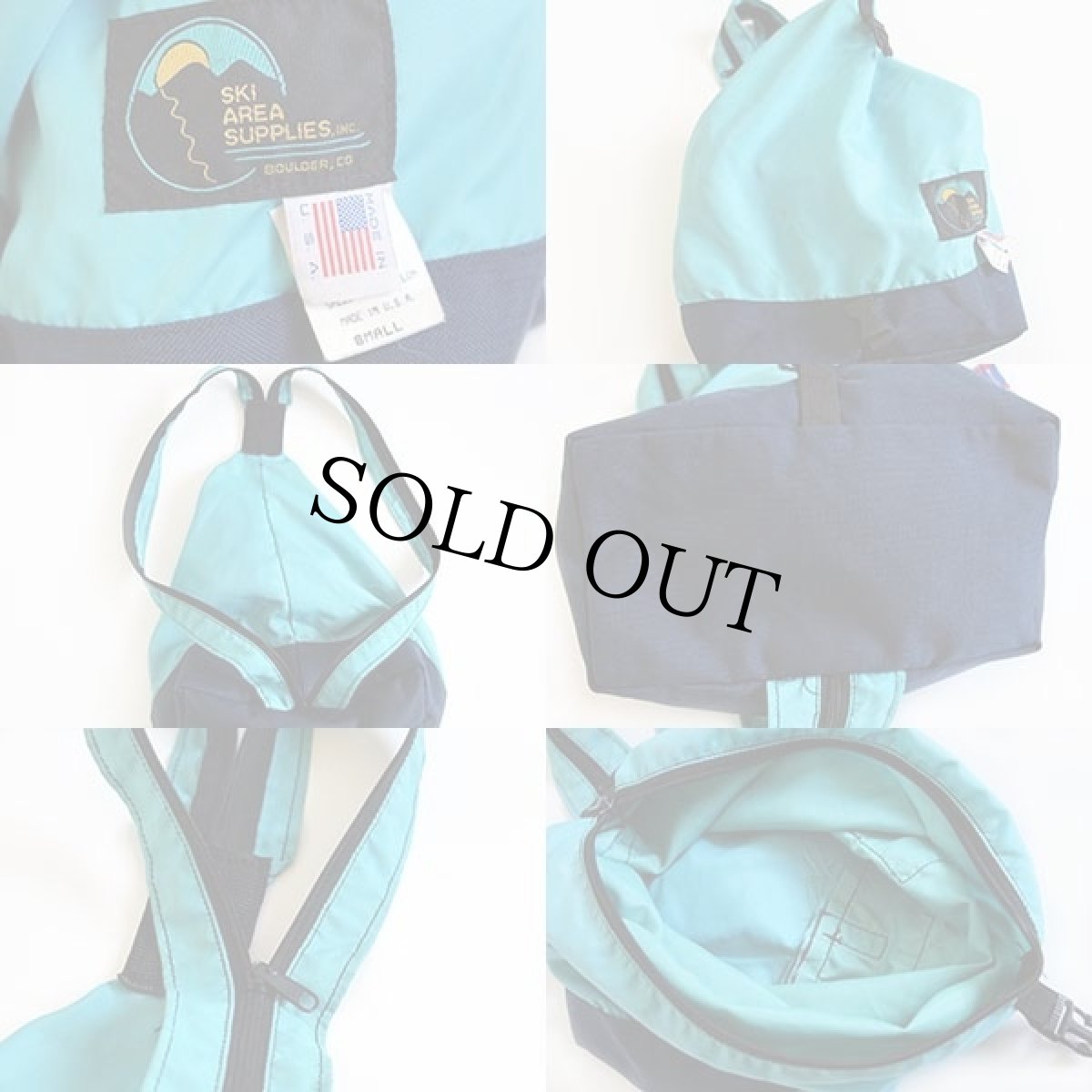 画像3: 90s USA製 SKI AREA SUPPLIES ツートン ナイロン ワンショルダーバッグ 水色×紺 S (3)