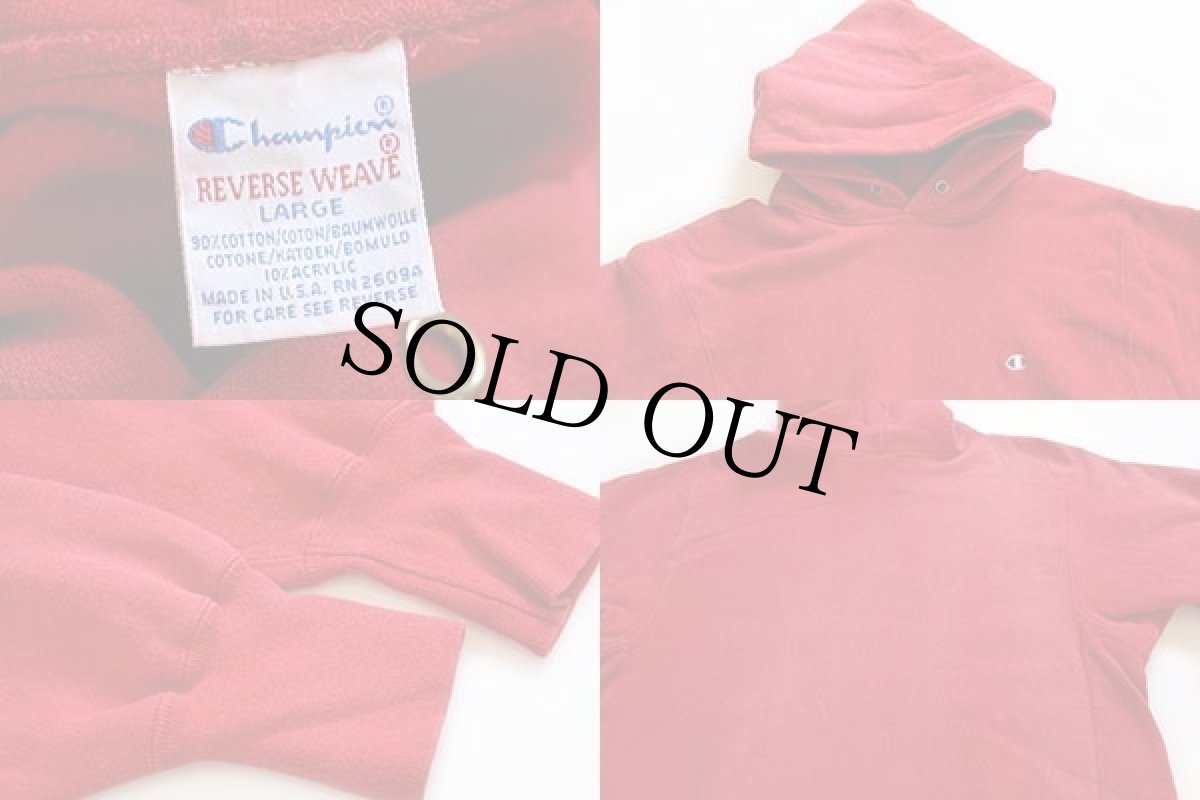 画像3: 90s USA製 Championチャンピオン ワンポイント リバースウィーブ スウェットパーカー 赤 フェード L (3)