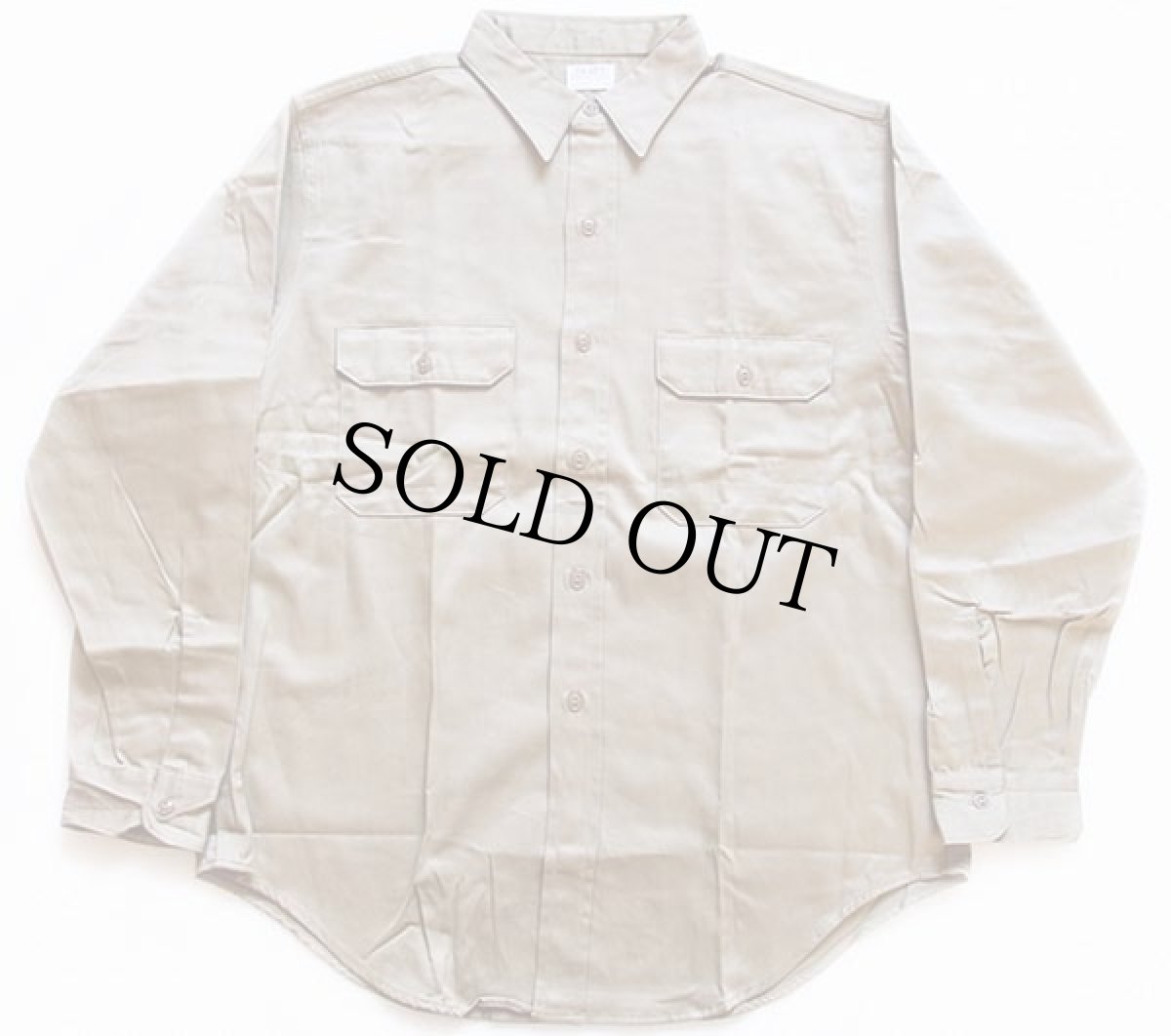 画像2: デッドストック★60s SEARS コットン チノクロス ワークシャツ カーキ 16 (2)