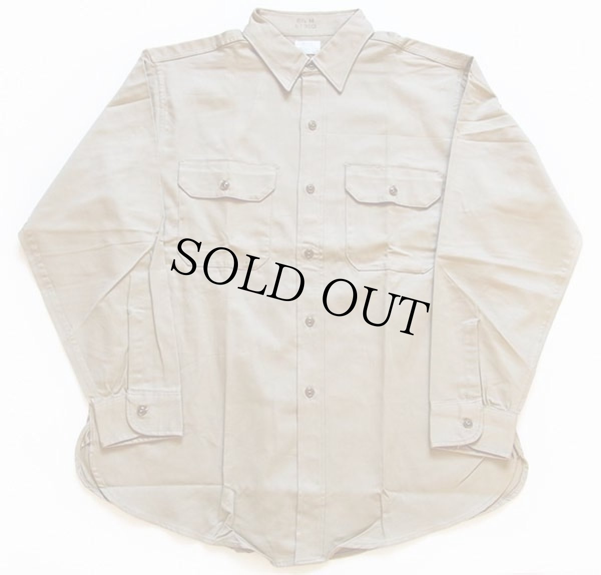 画像2: デッドストック★50s Sears マチ付き コットンツイル ワークシャツ カーキ 16.5 (2)