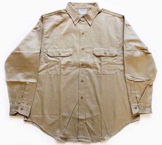 画像2: デッドストック★60s Sears コットン×ナイロン ツイル ワークシャツ カーキ 17 (2)