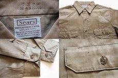 画像4: デッドストック★60s Sears コットン×ナイロン ツイル ワークシャツ カーキ 17 (4)