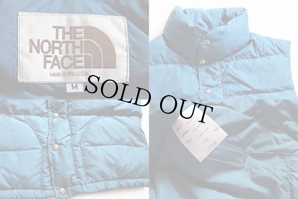 画像3: 80s USA製 THE NORTH FACEノースフェイス 茶タグ ナイロン ダウンベスト 青 M (3)