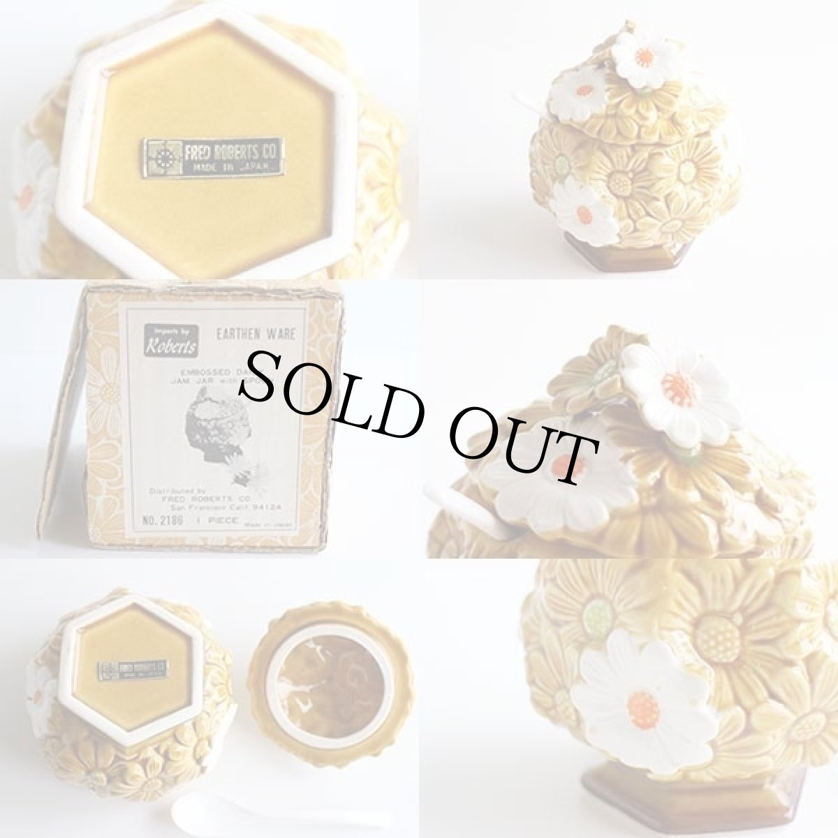 画像4: デッドストック★60s 日本製 FRED ROBERTS フラワー柄 セラミック ジャムジャー (4)
