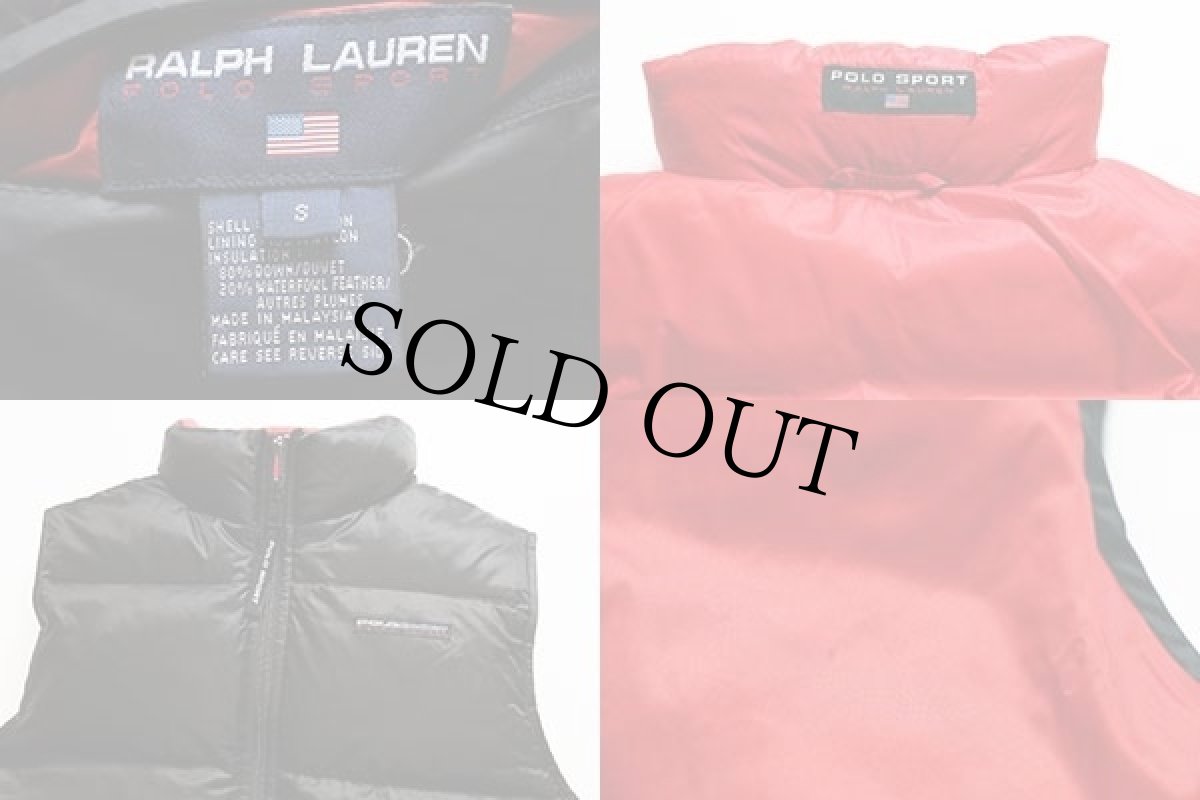 画像5: 90s POLO SPORTポロ スポーツ ラルフローレン リバーシブル ダウンベスト 黒×赤 S (5)
