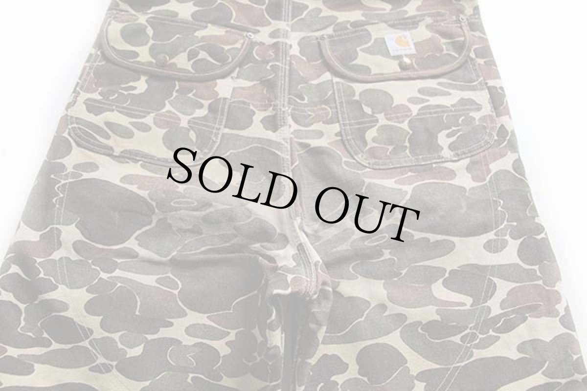 画像6: 90s USA製 carharttカーハート ダックハンターカモ ダック地 ダブルニー オーバーオール w34 (6)