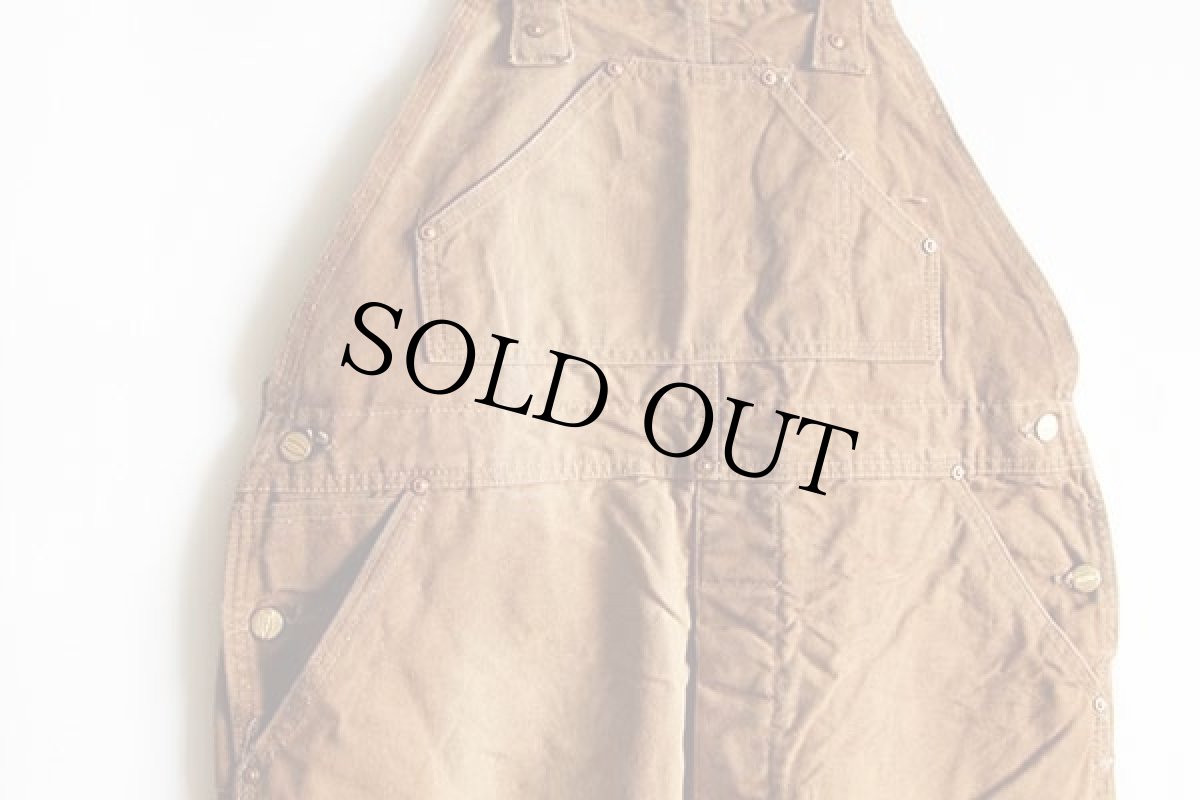 画像6: 70s carharttカーハート 山ポケ ダック地 ダブルニー オーバーオール 茶 w40 (6)