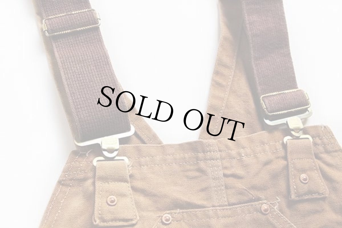 画像3: 70s carharttカーハート 山ポケ ダック地 ダブルニー オーバーオール 茶 w40 (3)