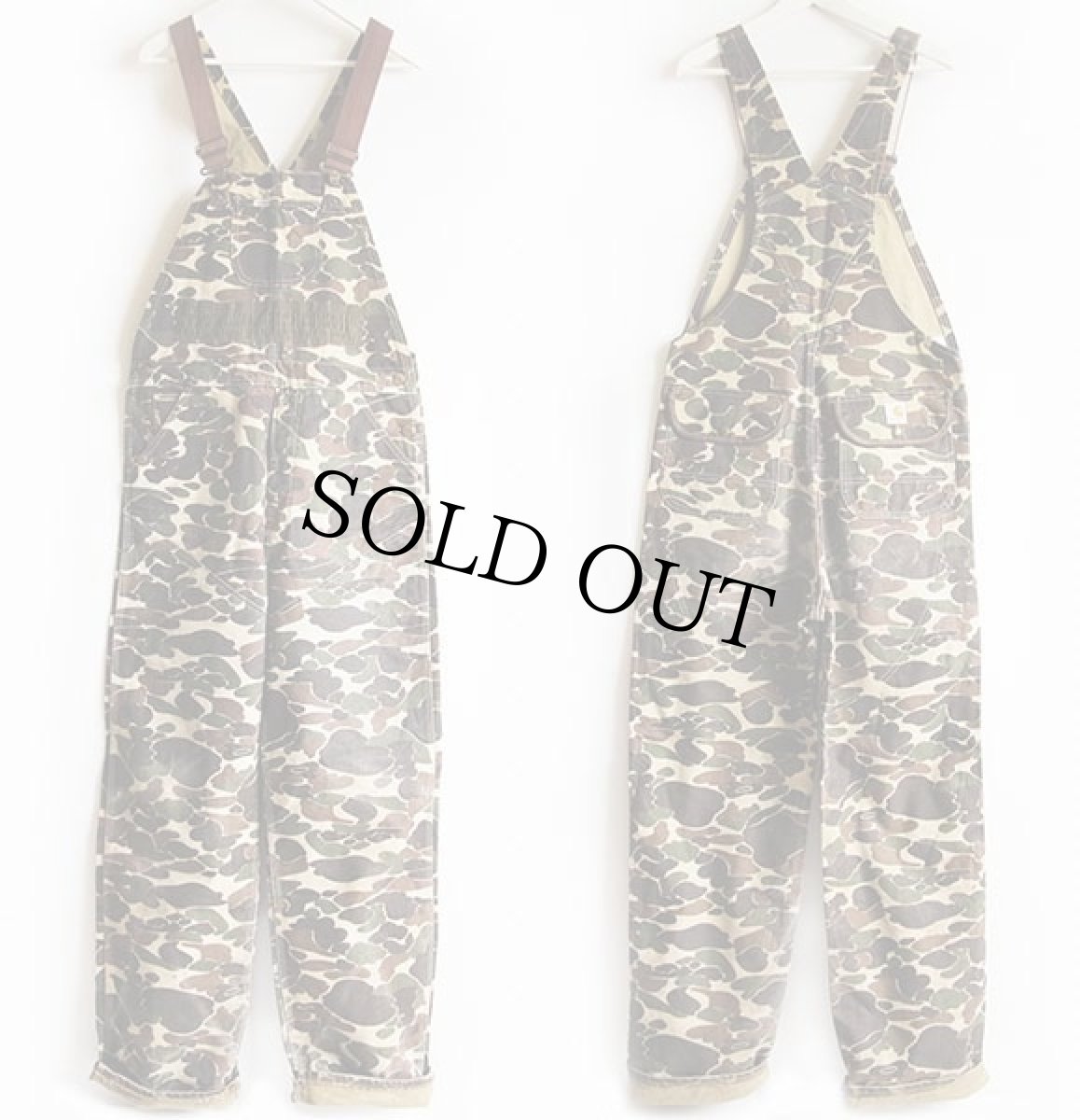 画像2: 90s USA製 carharttカーハート ダックハンターカモ ダック地 ダブルニー オーバーオール w34 (2)