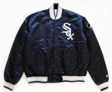 画像1: 90s USA製 STARTERスターター MLB WHITE SOXホワイトソックス ナイロンスタジャン 黒 L (1)