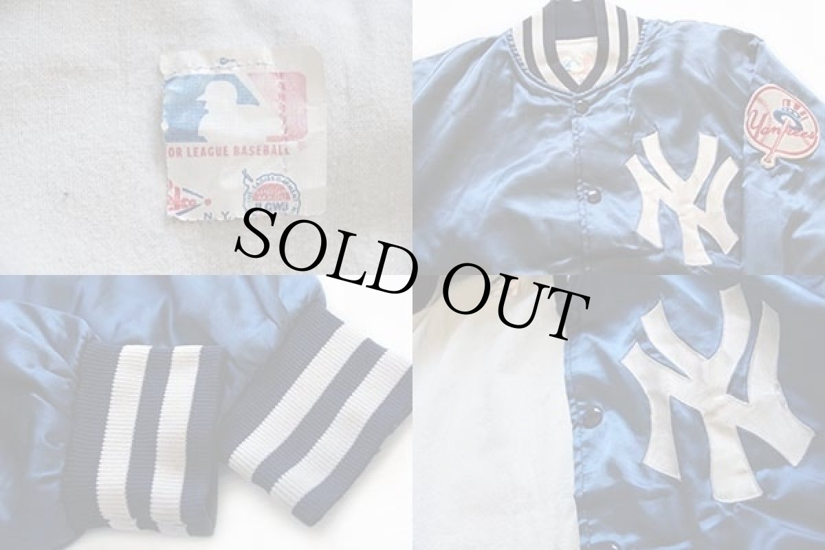 画像3: 80s Felco MLB New York Yankees ニューヨーク ヤンキース ナイロンスタジャン 紺 (3)