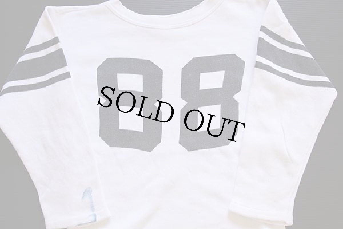 画像4: 60s Springfoot 88 ナンバリング 両面 染み込みプリント コットン フットボール スウェット 白 S (4)