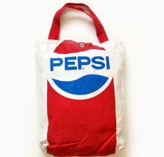 画像2: 80s PEPSI ペプシ コーラ 染み込みプリント キャンバス バッグ (2)