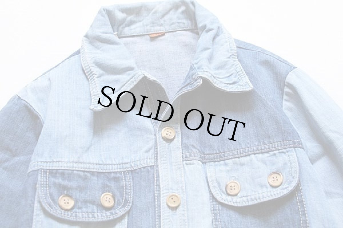 画像3: 70s FARAH クレイジー パネル切り替え デニム ブッシュジャケット (3)