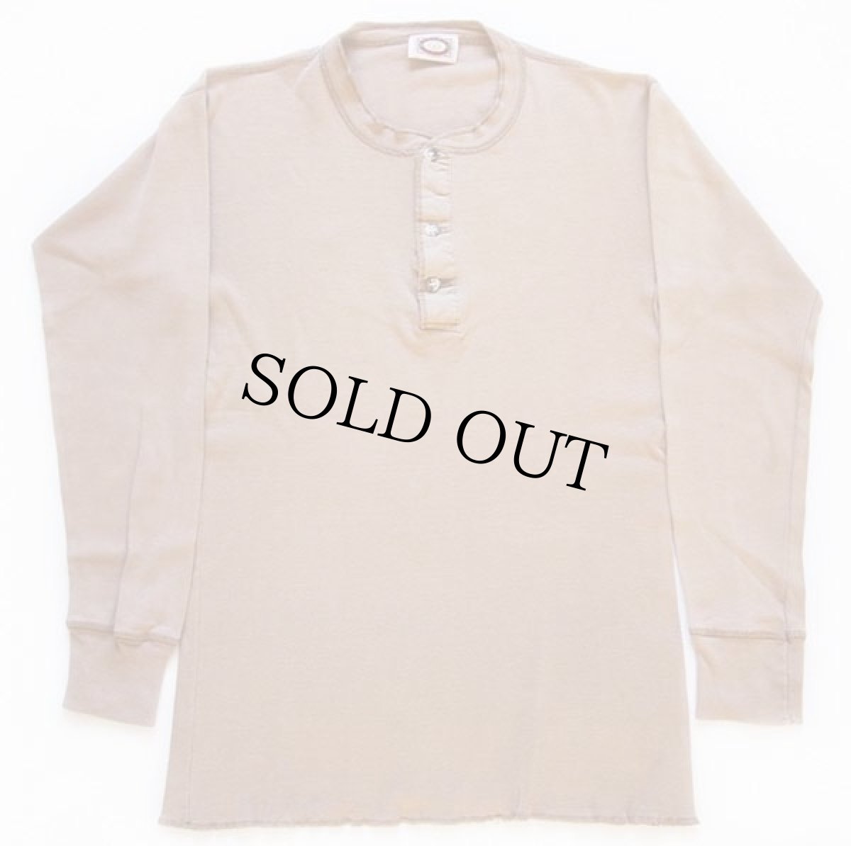 画像2: 80s BANANA REPUBLICバナナリパブリック ヘンリーネック コットン アンダーシャツ ベージュ (2)