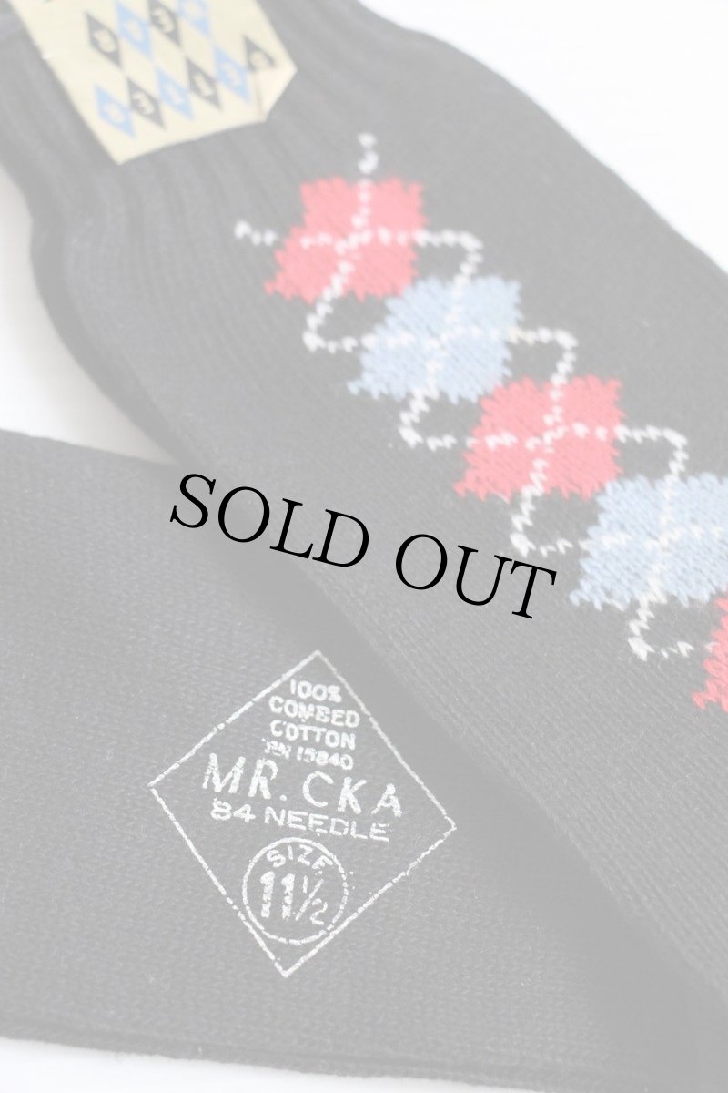 画像3: デッドストック★50s MR.CKA アーガイル柄 コットン ソックス 黒 11.5★靴下 (3)