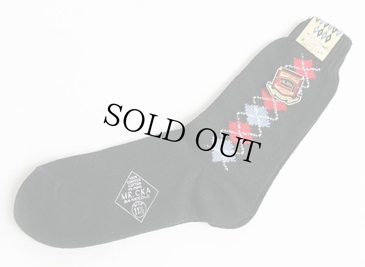 画像2: デッドストック★50s MR.CKA アーガイル柄 コットン ソックス 黒 11.5★靴下 (2)