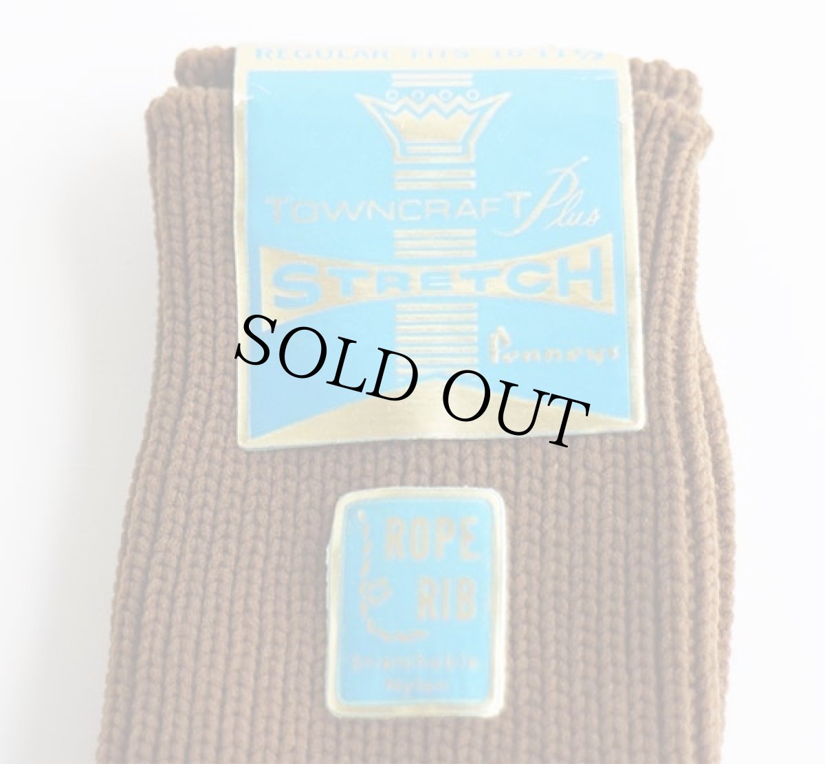 画像2: デッドストック★60s Penneys TOWNCRAFT Plus 無地 ストレッチ ナイロン ソックス 茶 10-11 1/2★靴下 (2)