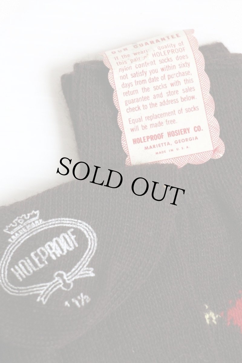 画像3: デッドストック★50s USA製 HOLEPROOF アーガイル柄 ナイロン ソックス 茶 11.5★靴下 (3)