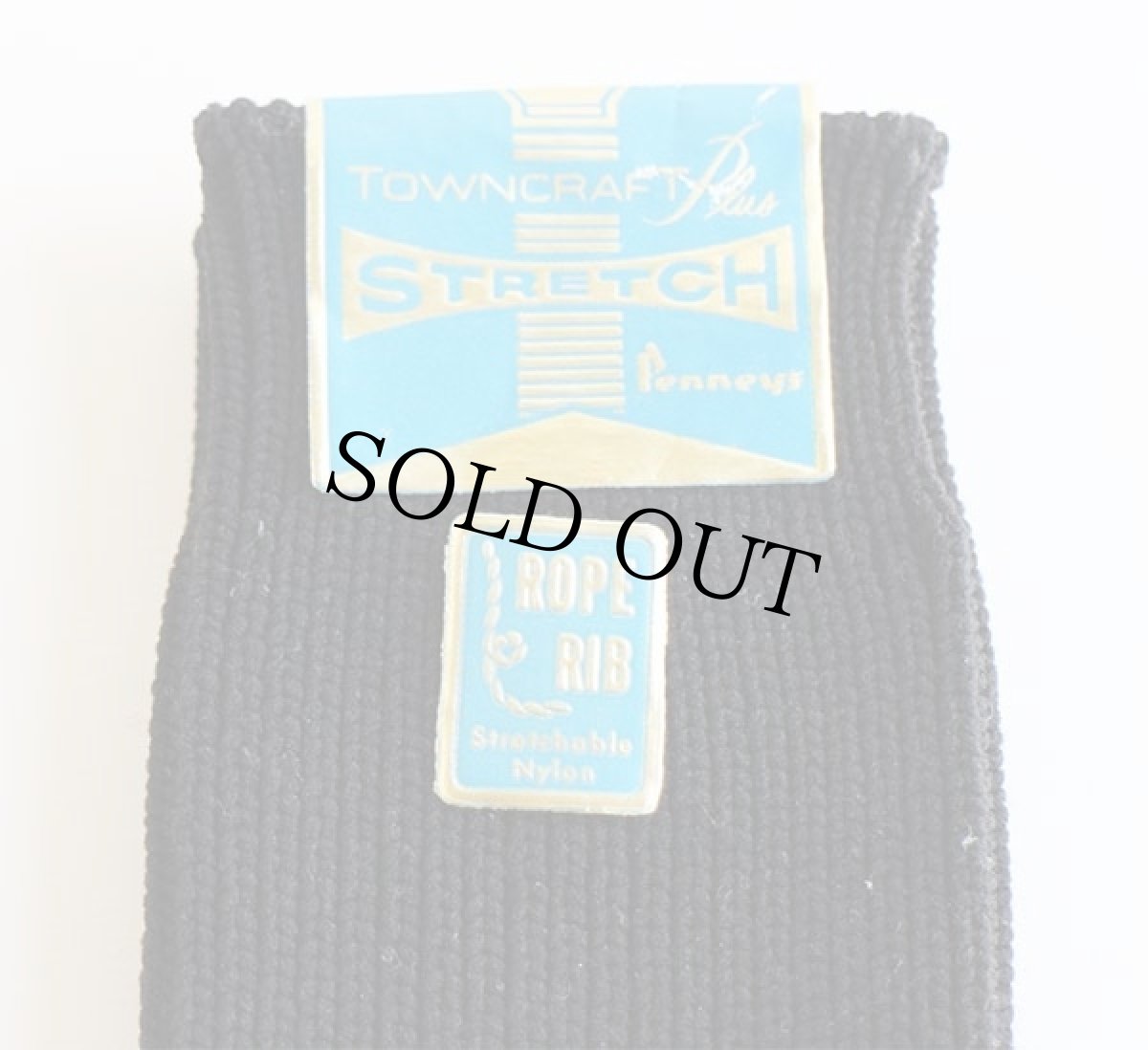 画像2: デッドストック★60s Penneys TOWNCRAFT Plus 無地 ストレッチ ナイロン ソックス 黒 10-11 1/2★靴下 (2)