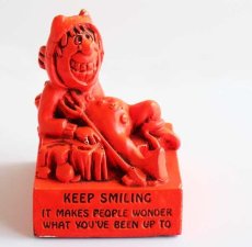 画像1: 60s USA製 KEEP SMILING レッドデビル メッセージドール (1)