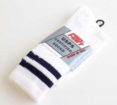 画像1: デッドストック★USA製 PRO FEET USPS CERTIFIED ライン入り ソックス 白 9-11★靴下 (1)