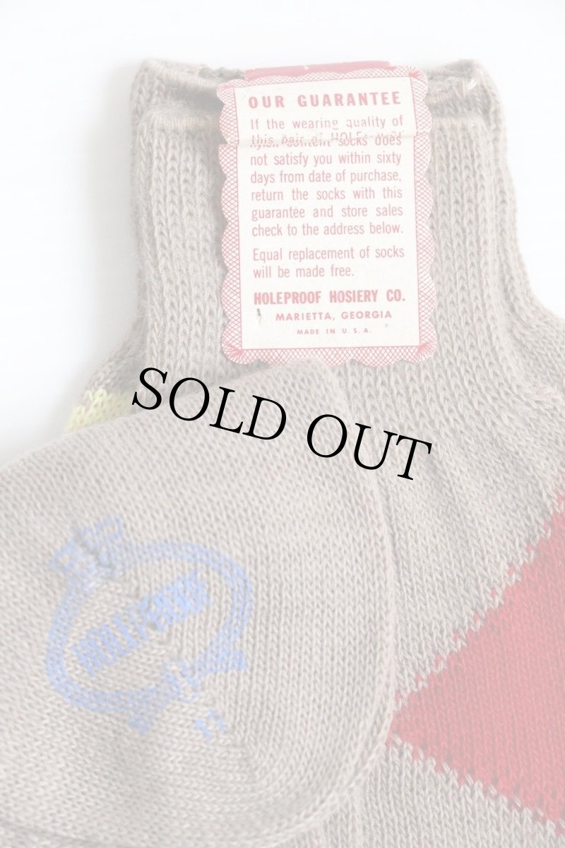 画像3: デッドストック★50s USA製 HOLEPROOF アーガイル柄 ナイロン ソックス ベージュ 11★靴下 (3)