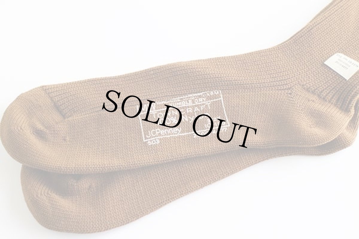 画像3: デッドストック★60s Penneys TOWNCRAFT Plus 無地 ストレッチ ナイロン ソックス 茶 10-11 1/2★靴下 (3)