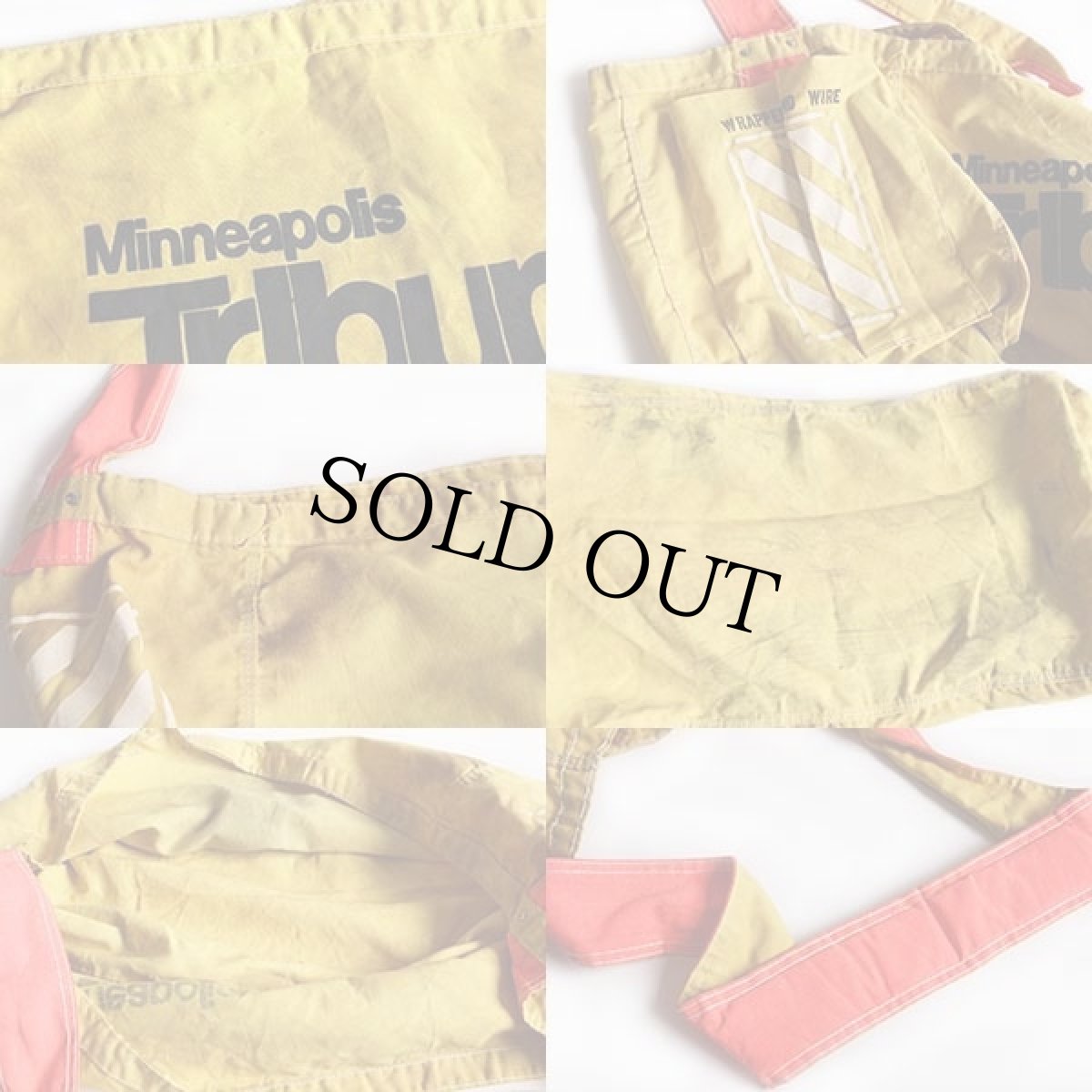 画像3: ビンテージ Minneapolis Tribune 染み込みプリント キャンバス ニュースペーパーバッグ 黄 (3)