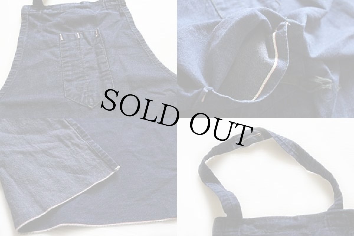 画像3: ビンテージ 耳付き インディゴ デニム ワークエプロン★B (3)