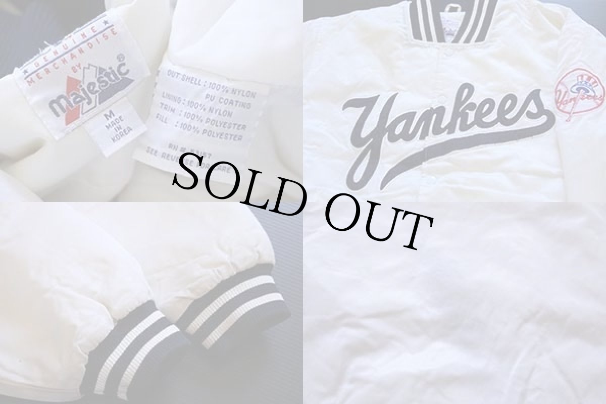 画像3: 90s Majestic MLB New York Yankees ニューヨーク ヤンキース ナイロンスタジャン 白 M (3)