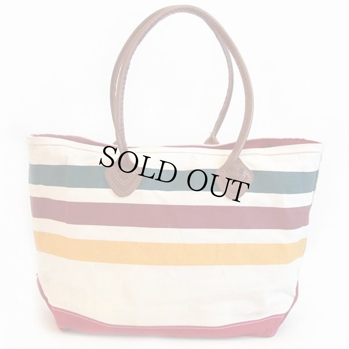 画像2: USA製 L.L.Bean BOAT AND TOTE レザーハンドル マルチボーダー キャンバス トートバッグ ジップトップ L★ラージ (2)