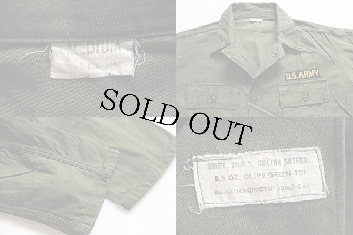 画像3: 60s 米軍 U.S.ARMY パッチ付き ユーティリティシャツ M (3)