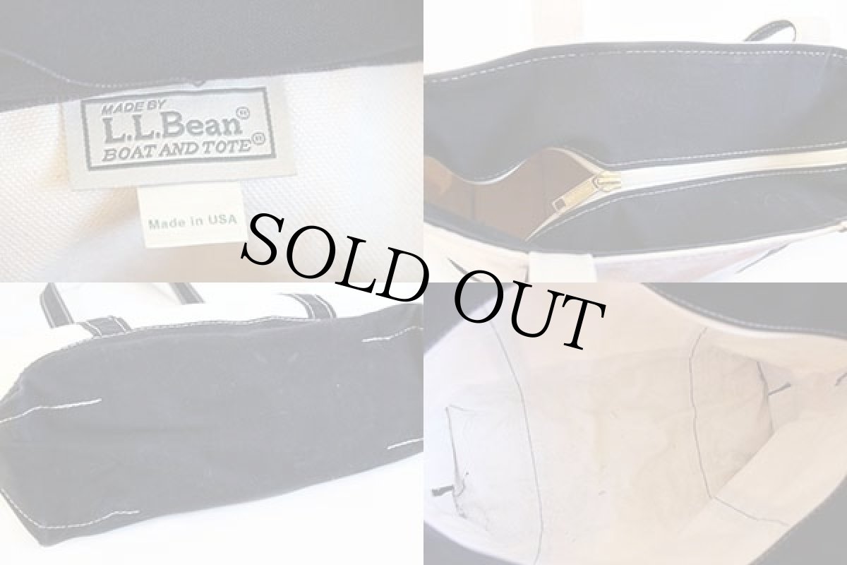 画像3: USA製 L.L.Bean BOAT AND TOTE ロングハンドル キャンバス トートバッグ ジップトップ 黒 M★ミディアム (3)