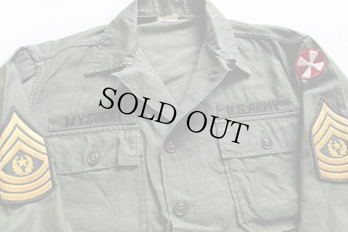 画像3: 60s 米軍 U.S.ARMY パッチ付き ユーティリティシャツ (3)