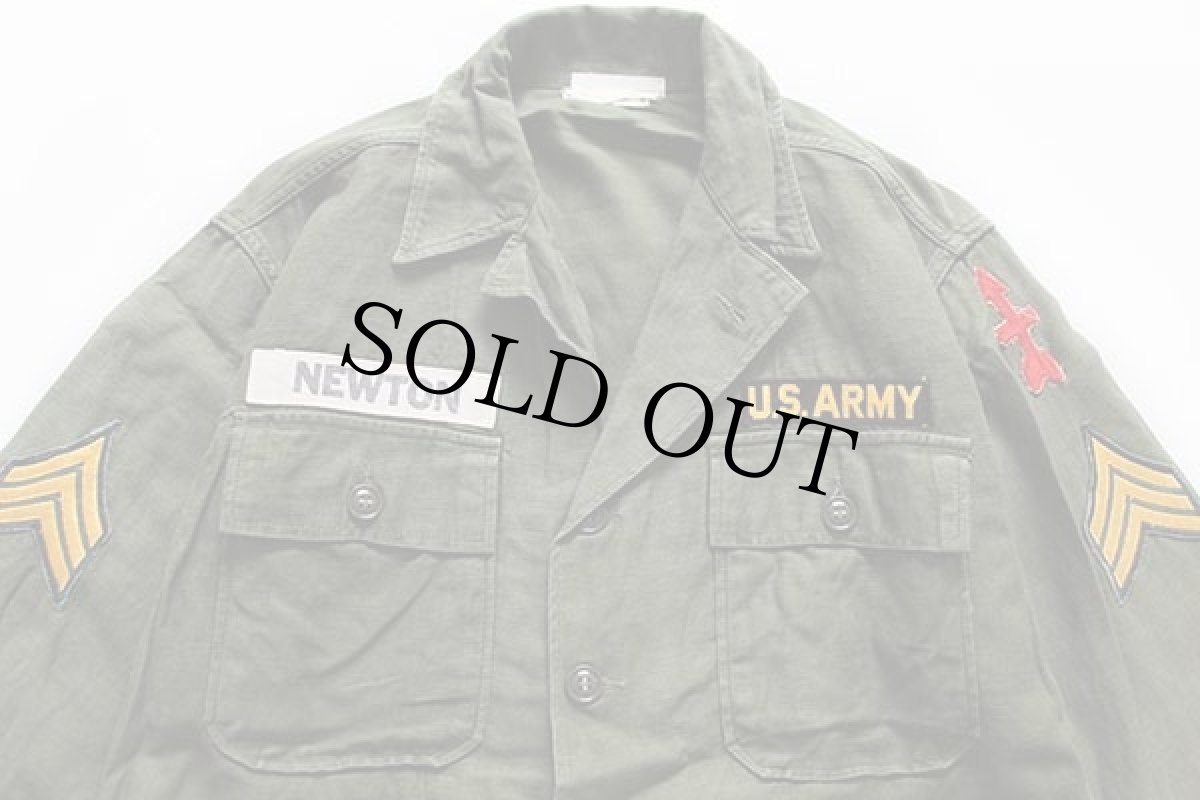 画像3: 60s 米軍 U.S.ARMY パッチ付き ユーティリティシャツ S (3)