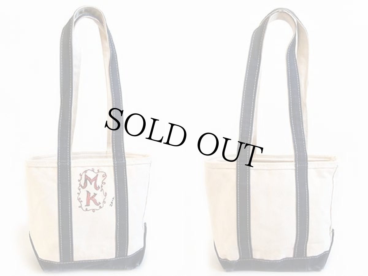 画像2: 90s L.L.Bean BOAT AND TOTE MK ハンドペイント ロングハンドル キャンバス トートバッグ ジップトップ 紺 S★スモール (2)