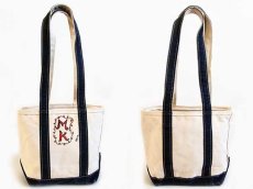 画像2: 90s L.L.Bean BOAT AND TOTE MK ハンドペイント ロングハンドル キャンバス トートバッグ ジップトップ 紺 S★スモール (2)