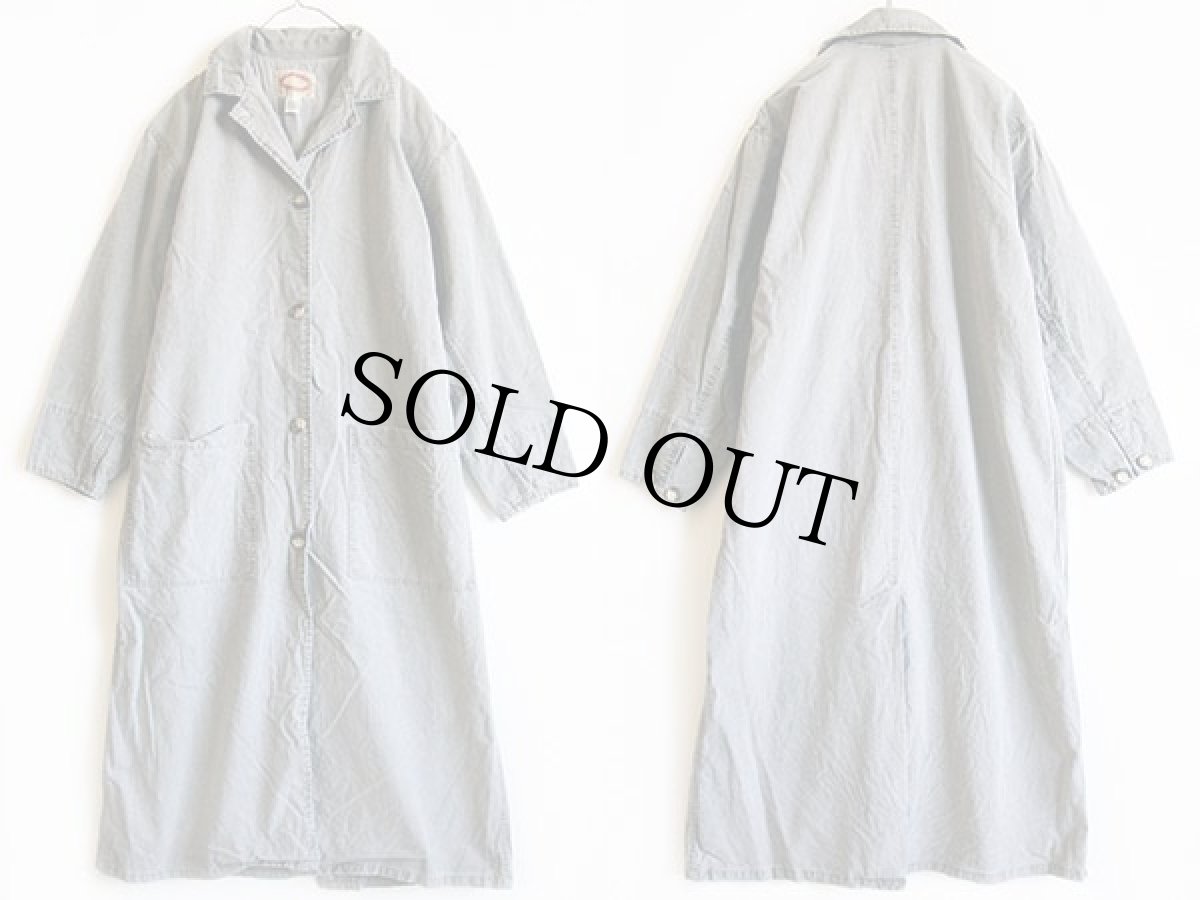 画像2: 80s BANANA REPUBLICバナナリパブリック ロング コットンコート グレーブラウン S (2)