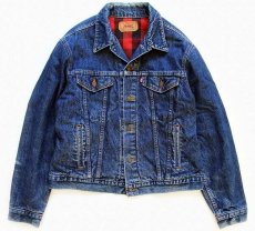 画像1: 80s USA製 Levi'sリーバイス 71411 バッファローチェック ネルライナー デニムジャケット 4ポケット 46L (1)