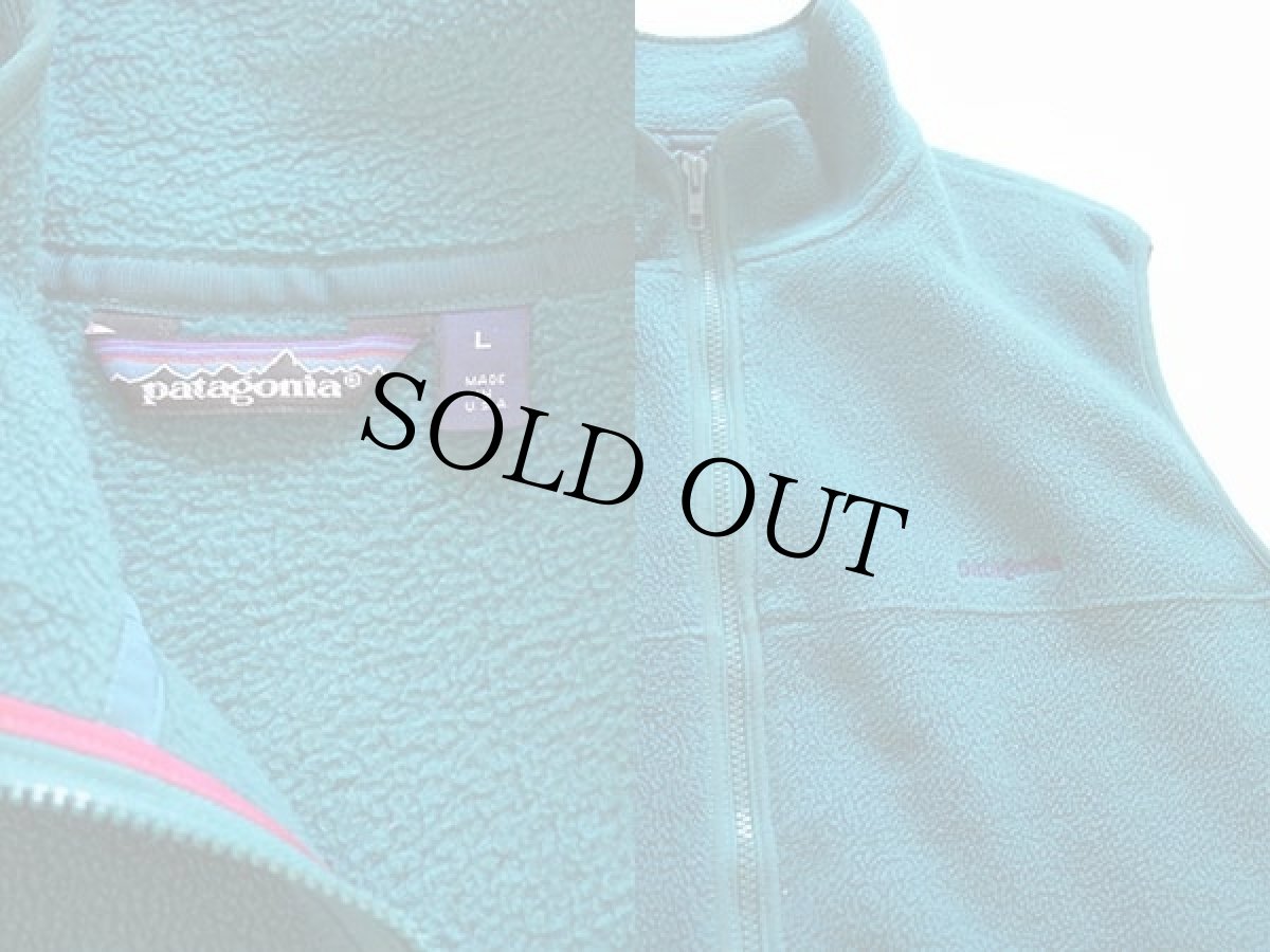 画像3: 80s USA製 patagoniaパタゴニア フリースベスト 青緑 L (3)