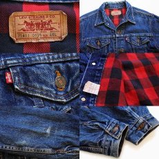 画像3: 80s USA製 Levi'sリーバイス 71411 バッファローチェック ネルライナー デニムジャケット 4ポケット 46L (3)