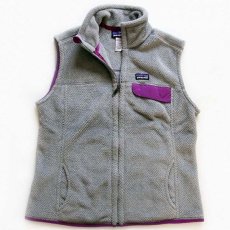 画像1: patagoniaパタゴニア RE-TOOLリツール POLARTEC フリースベスト グレー×紫 W-L (1)