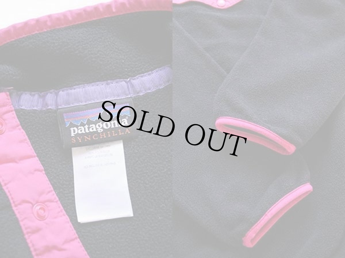 画像3: patagoniaパタゴニア シンチラ フリース スナップT 黒×ピンク W-S (3)