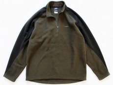 画像1: patagoniaパタゴニア ハイネック ツートン CAPILENEキャプリーン ハーフジップ インナー フリース 緑×濃緑 L (1)